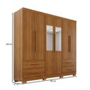 Ver imagem 4 de Guarda-roupa Casal Balder Premium 6 Portas 4 Gavetas com Pés e Espelho Cinamomo - Pnr Móveis