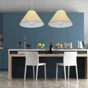 Ver imagem 3 de Lustre Pendente Cone Vivare Md-4078 Cúpula em Tecido 25/40x15cm - Bivolt Algodão-crú 127/220v