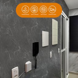 Papel de Parede Adesivo Lavavel Hd Marmore Brilho Cinza Escuro - 2