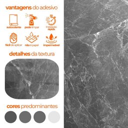 Papel de Parede Adesivo Lavavel Hd Marmore Brilho Cinza Escuro - 10