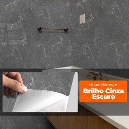 Papel de Parede Adesivo Lavavel Hd Marmore Brilho Cinza Escuro - 13