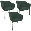 Ver imagem 1 de Kit 3 Cadeiras para Sala de Jantar Estar Living Olívia L02 Suede Verde - Lyam Decor