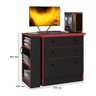Mesa Gamer Giratória com Cômoda 3 Gavetas Preto/vermelho - Qmovi - 4