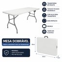 Ver imagem 3 de Mesa Dobrável e Portátil Miami 180cm para Área Externa Branco - Sallar Home