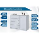 Ver imagem 2 de Cômoda Infantil Americana c/ 1 Porta e 4 Gavetas Branco - Henn