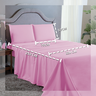 Conjunto Lençol Cama Queen 4 Peças 400 Fios com Elástico e Fronhas Toque Macio:rosa - 3