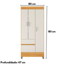 Ver imagem 4 de Guarda-Roupa Solteiro 3 Portas 2 Gavetas Wend Cinamomo/Off White