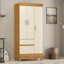 Ver mais imagens de Guarda-Roupa Solteiro 3 Portas 2 Gavetas Wend Cinamomo/Off White