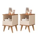 Ver imagem 2 de Conjunto Quarto Mesas de Cabeceira Pix com Painel de Cabeceira de Cama 1,60 Off White/freijó