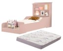 Ver imagem 1 de Mini Cama Infantil Casinha Liz Rosa com Nichos e Grade de Proteção Lateral + Colchão