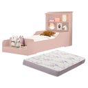 Ver imagem 1 de Mini Cama Infantil Casinha Liz Rosa com Nichos e Grade de Proteção Lateral + Colchão