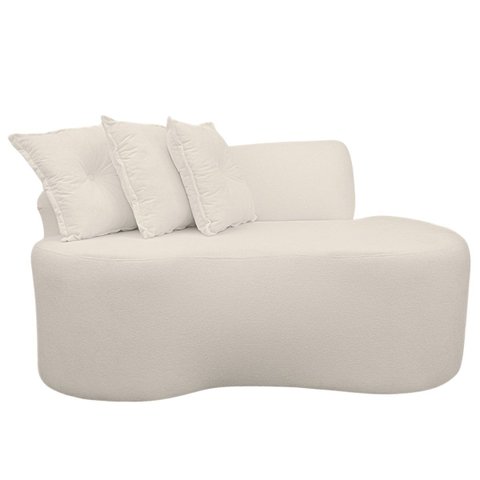 Sofá Divã Curvo 2 Lugares Feijão Orgânico Bouclé Bege + Brindes