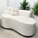 Ver imagem 4 de Sofá Divã Curvo 2 Lugares Feijão Orgânico Bouclé Bege + Brindes