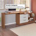Ver imagem 7 de Escrivaninha em L Crrui-ESC008 Moderno 3 Gavetas MDF MDP Madeirado Branco Multimóveis
