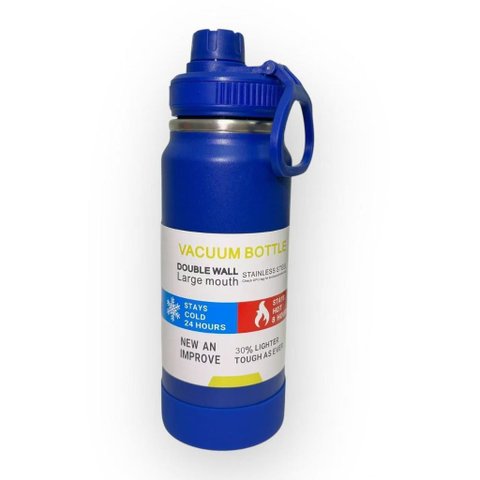 Garrafa Térmica Tr-016 600ml Premium com Protetor de Silicone:Azul Escuro