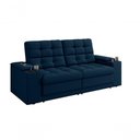 Ver imagem 4 de Sofá Confort Premium 2,05m Assento Retrátil/reclinável Porta Copos e Usb Suede Azul - Xflex Sofas