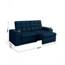 Ver imagem 2 de Sofá Confort Premium 2,05m Assento Retrátil/reclinável Porta Copos e Usb Suede Azul - Xflex Sofas