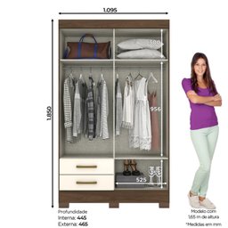 Guarda-Roupas 2 Gavetas 4 Portas Zafira Briz - 2