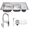 Kit Cuba Dupla Cozinha Inox C Lixeira + Torneira Monocomando - 1