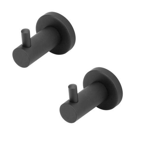 Kit 2 Porta Toalha Cabide Banheiro Inox Luxo Preto/black