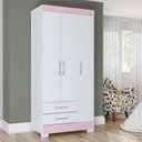 Ver imagem 6 de Guarda Roupa Solteiro 3 Portas 2 Gavetas Sensi Briz Branco/Rosa Chá