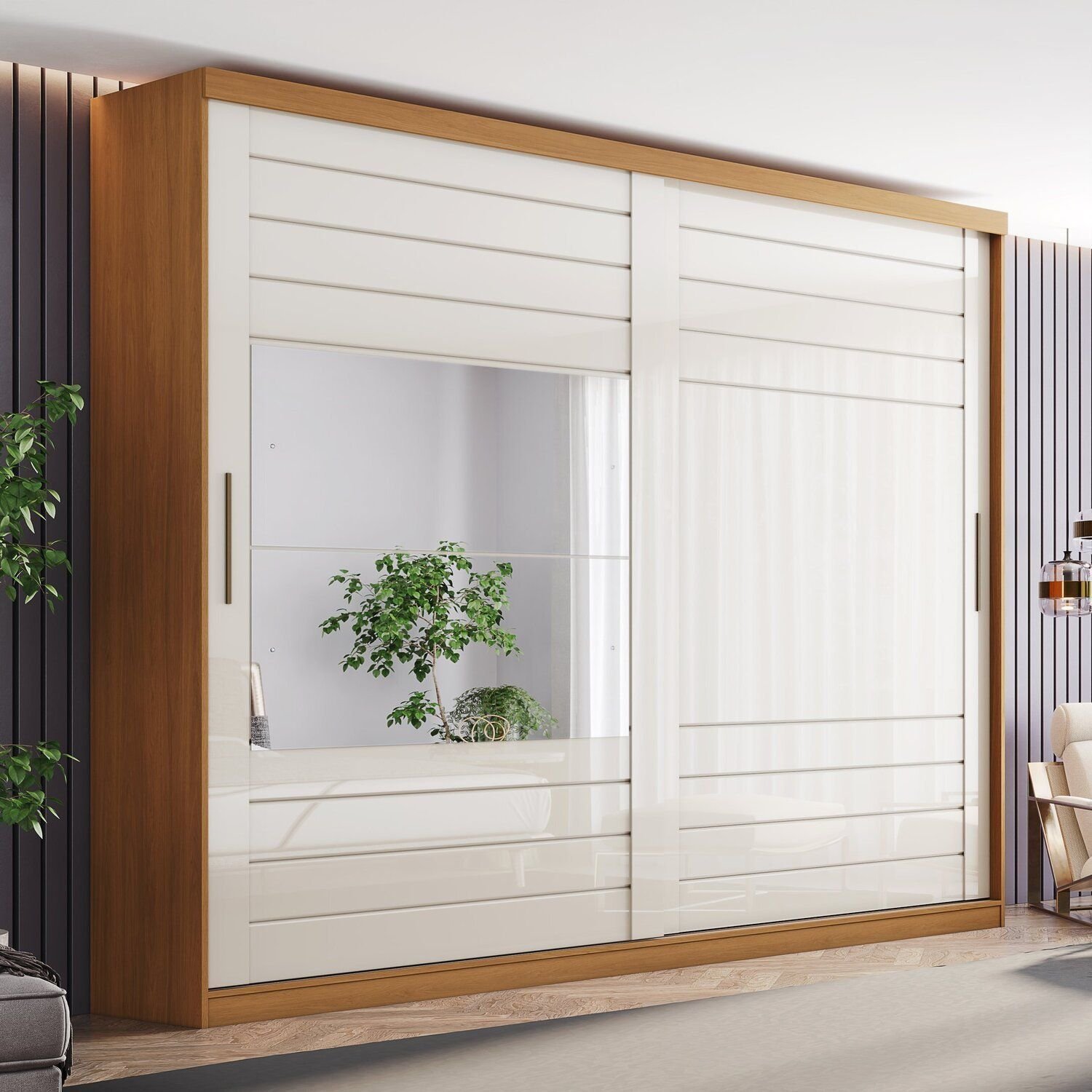 Guarda-Roupa Casal 2 Portas Deslizantes 100% MDF Cayman Off White