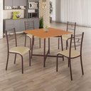 Ver imagem 2 de Conjunto Sala de Jantar Ella 90x90cm 4 Cadeiras Marrom-creme