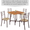 Ver imagem 3 de Conjunto Sala de Jantar Ella 90x90cm 4 Cadeiras Marrom-creme