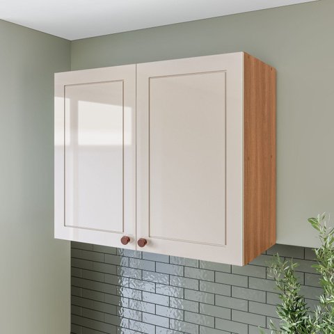 Armário Aéreo 2 Portas 80 cm Pérola Yescasa Off White/Freijó