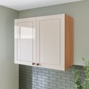 Ver imagem 1 de Armário Aéreo 2 Portas 80 cm Pérola Yescasa Off White/Freijó