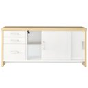 Ver imagem 3 de Balcão Multiuso Escritório 2 Portas 3 Gavetas Atria Executiva A02 Carvalho Branco - Lyam Decor