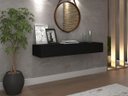Ver imagem 1 de Aparador Buffet de Parede 110cm Preto com 2 Gavetas Espaçosas Design Clean Moderno