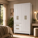 Ver imagem 1 de Guarda-Roupa Solteiro 4 Portas 2 Gavetas Madri Branco Moval