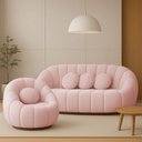 Ver imagem 1 de Sofá 2 Lugares com Poltrona Orgânica Fixa Cloud Bouclê E03 - D'Rossi Cor Rose