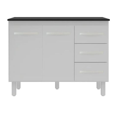 Balcão 118cm Bianca Branco com Tampo 120cm Preto