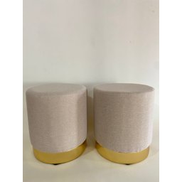 PUFF LINHO BEGE BASE DOURADA - 1