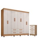 Ver imagem 1 de Guarda Roupa Casal Porto com Cômoda Lite 4 Gavetas Nature Off White – Móveis Leão