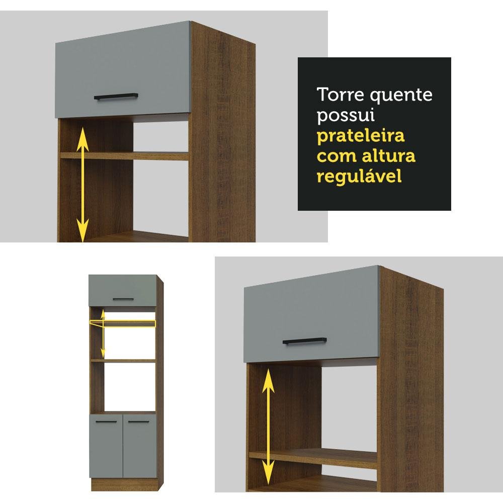 Armário de  Cozinha Completa 270cm Rustic/Cinza Agata Madesa 07 - 9