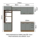 Ver imagem 4 de Armário de Cozinha Completa 270cm Rustic/Cinza Agata Madesa 07