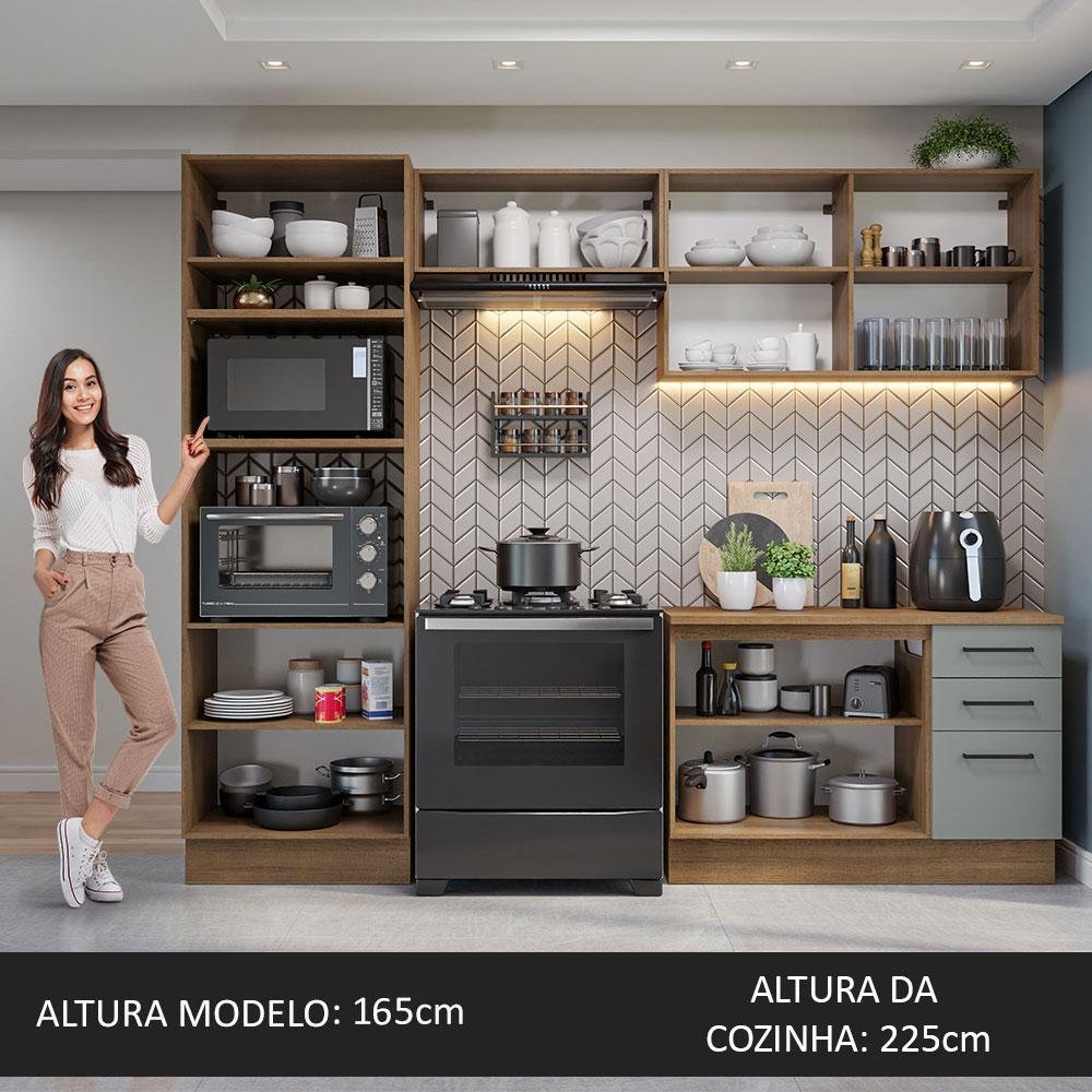 Armário de  Cozinha Completa 270cm Rustic/Cinza Agata Madesa 07 - 6