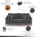 Ver imagem 3 de Sofá Montecarlo 3 Lugares 232cm Veludo/pu Grafite/cinza