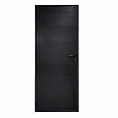 Porta de Giro Alumínio Preto Lambril c/Maçaneta Maxx - 210x80 - Esquerda