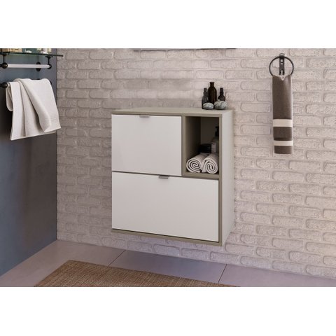 Gabinete para Banheiro Nordic 58cm Argento/branco Móveis Bosi
