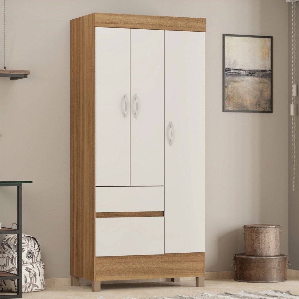 Guarda-roupa Wind 3 Portas Amêndola/off-white - Demóbile é boa?