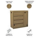 Ver imagem 2 de Cômoda Quarto 93cm 4 Gavetas 1 Porta Samira Freijó L01 - Mpozenato