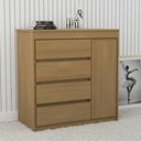 Ver imagem 1 de Cômoda Quarto 93cm 4 Gavetas 1 Porta Samira Freijó L01 - Mpozenato