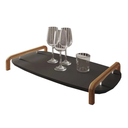 Ver imagem 1 de Bandeja Barcelona com Alça Preto e Acabamento Prateado