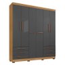 Guarda Roupa Londres com Multiuso Egito Carvalho Americano Grafite - Incorplac - 5