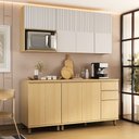 Ver imagem 1 de Cozinha Compacta 100 MDF 5 Peças com Tampo e Nicho para Micro-Ondas 180cm Aura Luciane Móveis