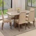 Ver imagem 1 de Conjunto Sala de Jantar Tampo de Vidro 6 Cadeiras Rustic/Crema/Imperial Peônia Madesa